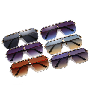 Surdimensionné Lunettes de Soleil Marron Femmes Rétro Vintage Lunettes de Soleil de Luxe Marque Sans Monture Lunettes oculos - Product Image 4