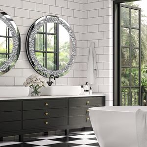Modern <b>Glass</b> Mirrored Rectangle <b>Console</b> <b>Table</b> Removable Wall Mirror 3D Crushed Diamond Design Home Furniture Living Room Bedroom - Product Image 4