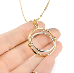 Nuova collana personalizzata con cerchio cinetico filatore in acciaio inossidabile dorato, ciondolo sensoriale rotante Chic lucido - Product Image 4