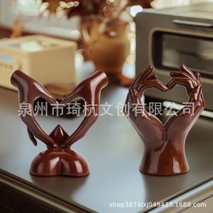 รูปปั้นเรซิ่นรูปหัวใจสองมือ ของตกแต่งศิลปะ ของขวัญวันวาเลนไทน์ ของตกแต่งบ้าน - Product Image 3