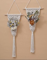 Tapisserie décorative en fleurs séchées faites à la main avec sac en filet - Art mural personnalisable pour la maison