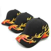 Gorra de Béisbol Personalizada con Bordado de Llamas, Diseño de 6 Paneles Estructurados, Ajustable, Deportiva, Urbana, Unisex, para Deportes al Aire Libre y Running