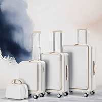 Ensemble de 4 valises à roulettes avec poche avant extensible, port de charge USB, 12''20''24''29'', valises à roulettes ABS