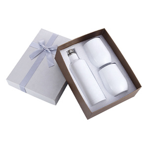 Vaso de Vino Tinto de 500 ml con Logotipo Personalizado, Juego de Caja de Regalo, Acero Inoxidable de Doble Pared, Revestimiento de Pintura Blanca, con 2 Vasos <span class=keywords><strong>para</strong></span> Huevos de 12 oz - Product Image 1