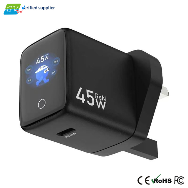 GaN PD 3.0 45W AI Smart Display Wall Charger Travel Adapter Universal USB Type-C Laptop Phone Fast Charging Eco-Friendly
