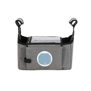 Sac suspendu en coton ATIBEI pour poussette, boîte à lingettes, <span class=keywords><strong>panier</strong></span> de rangement, personnalisé pour voiture d'enfant, gris - Product Image 4