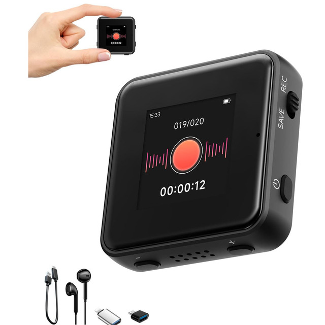 Digital Voice Recorder WAV Ultra Long Battery Life (20 Hours) Intelligent Control Noise Reduction AI Voice Micro USB Recording