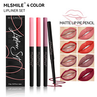 MLSMILE – Coffret exclusif transfrontalier de 4 crayons à lèvres, imperméables, application facile, rouge à lèvres mat, style européen et américain, crayon classique