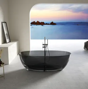 Crystal Clear Resin Bath Tubs Solid Surface Resin Freestanding Translucent Bathroom Bathtubs