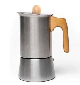<span class=keywords><strong>Cafetera</strong></span> Mocha con mango de madera real de primera calidad, máquina de café Espresso de acero inoxidable para café clásico de estilo italiano Brew 6 tazas - Product Image 1