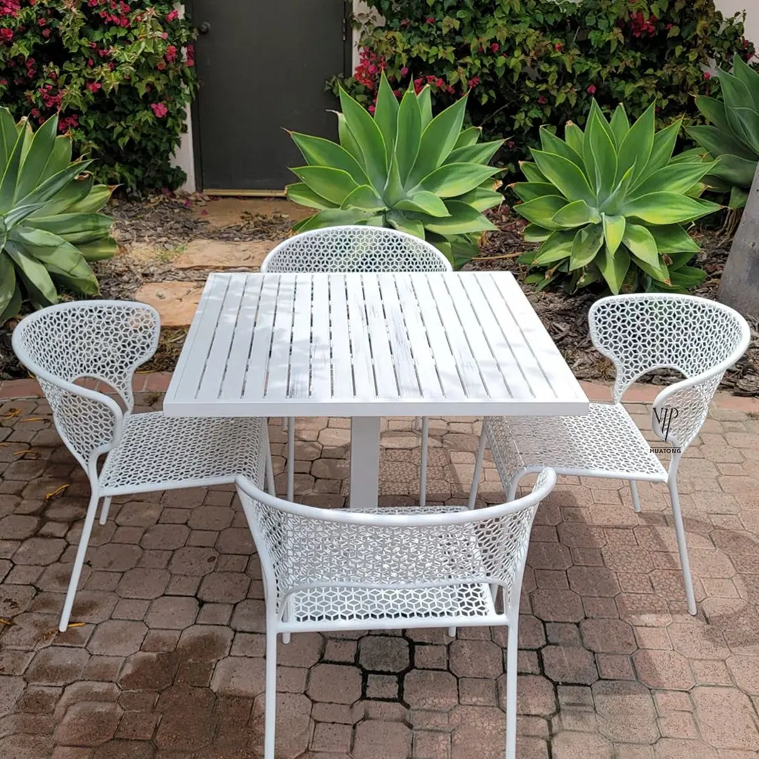 Outdoor Metal Garden Patio Bistro Furniture Funiture Seating Sitting Cafe Chair And Table Set