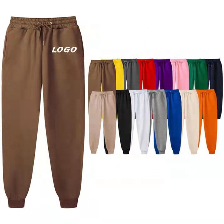 Custom logo sweat sweatpants printed plain brown cargo men jogging pants blank track pants white fleece mens joggers pants