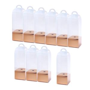 กล่องของขวัญดอกไม้พลาสติกใสสีโรสโกลด์10ชิ้นพร้อมที่จับและกล่องบรรจุ - Product Image 5