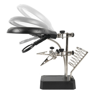 Lupa LED con lente de vidrio de 100 mm y 3 luces LED, soporte con abrazadera ajustable para reparación y herramienta de inspección electrónica - Product Image 1