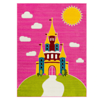 Tapis de château rose de fille imprimé par Chromojet écologique de polyester