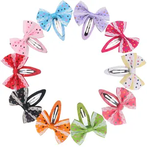 Dot Print Bow Hair Clip Ribbon Bow Snap For Baby Girls Hair Accessories