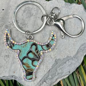 Wholesale Vintage <b>Leather</b> <b>Key</b> <b>Chains</b> Rhinestone Bull Head Keychain Cowgirl Bag Pendant Cowboy Cow <b>Key</b> Ring Western Keychain - Product Image 2