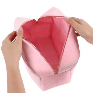 Custom DIY Winter Eco-Friendly Large Super Soft Velvet Zipper Lightweight Makeup Pouch Cosmetic Bag Travel Organizer Storage - Product Image 5