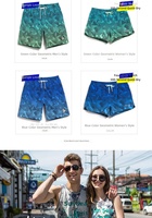 Ensemble de plage unisexe pour couple, séchage rapide, résistant à l'eau, nylon/cachemire, motif géométrique, fermeture à cordon, short de plage ample