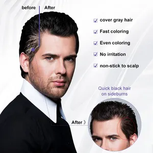 80 ml schnell färbendes kamm schwarze Haarcreme geeignet für Männer schwarze Haarfarbe mit Pinsel