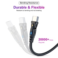 Cordon tressé en nylon d'approvisionnement d'usine câble de données de charge rapide PD 60W 3A coude rotatif à 180 ° type-c à type-c câble de charge 1M 2M