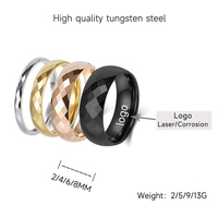 Cincin baja Tungsten mewah ringan 2/4/6/8MM cincin jari baja Tungsten wajah kura-kura potongan hitam emas mawar perak cincin jari 957