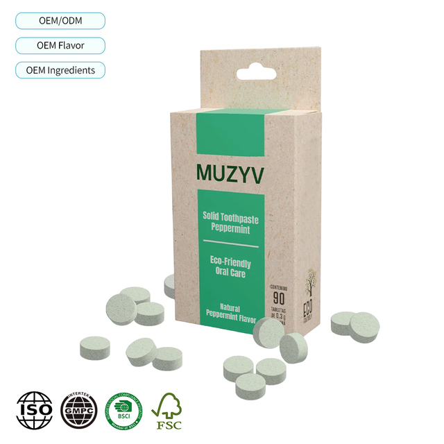 OEM ODM Herbal Solid Toothpaste Peppermint Tablets 90 Tabs Eco-Friendly Home Use Oral Care