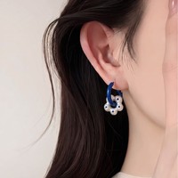 Boucles d'oreilles créoles tendance personnalisées motif fleur goutte d'huile pour femme, polyvalentes pour le quotidien