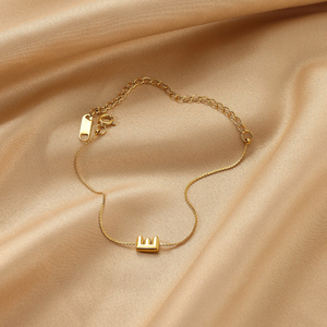 Bracelet en acier inoxydable plaqué or 18 carats avec initiale, bracelet à lettres bulles pour femme, vente en gros - Product Image 5