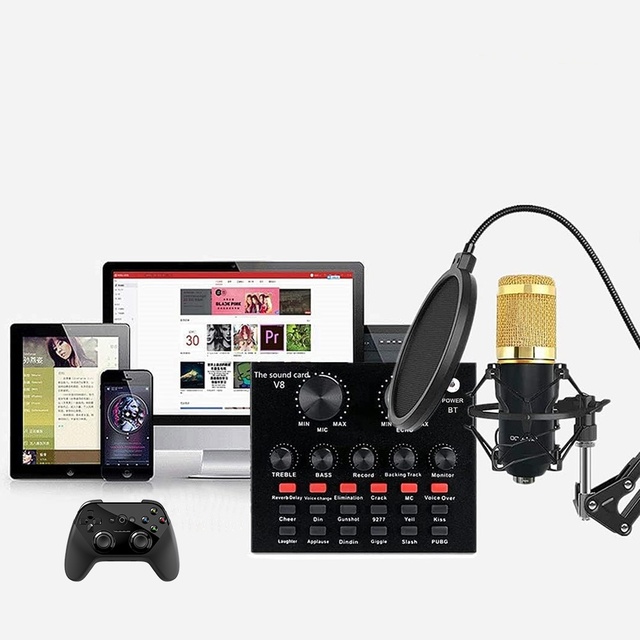 Bm800 Microphone PC Microphone Kit with Adjustable Suspension Condenser USB Microphone Cantilever Condenser Maike Stand