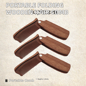 Peigne à cheveux pliable portable OEM & ODM avec manche en bois de santal, logo personnalisé, fait main, outil de soin personnel, brosse à cheveux - Product Image 2