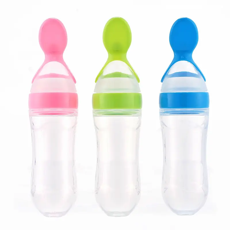 New design Baby silicone complementary food bottle creative feeder convenient Squeeze feeding spoon