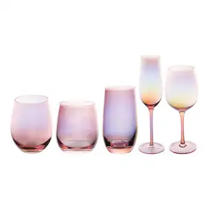 Tritan กุหลาบสีชมพูทองแต่งงานไวน์และแก้วแชมเปญถ้วย