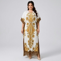 Robe plissée décontractée pour femme grande taille, avec ceinture, imprimée, manches chauve-souris, mi-longue, style Miyake, vente en gros