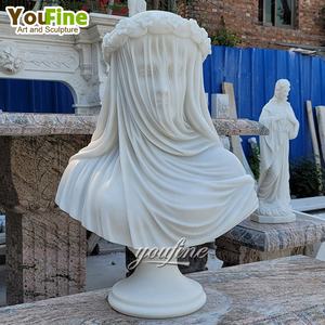 <span class=keywords><strong>Statue</strong></span> de buste de femme voilée en <span class=keywords><strong>marbre</strong></span> blanc grandeur nature sculptée à la main YOUFINE pour la décoration d'hôtel et de villa, luxe classique européen - Product Image 5