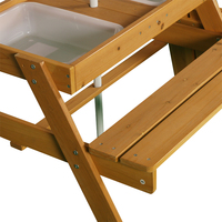 Vente en gros de banc de table de pique-nique en bois massif détachable avec trou de parapluie personnalisé