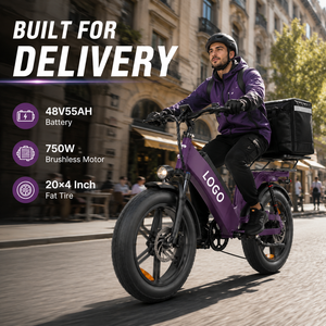 Bicicleta eléctrica de carga con llantas gruesas de 20 pulgadas, motor de alta velocidad de 48V 750W, cuadro de aluminio, bicicleta eléctrica todoterreno diseñada para repartidores. - Product Image 1