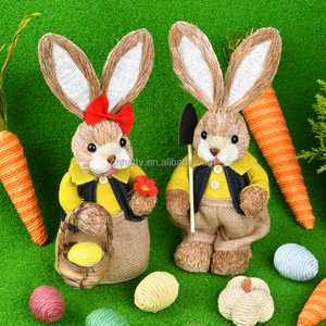 New Handmade Gift Product Artificial Animal Easter Decoration Handmade Straw Bunny <b>Toys</b> <b>for</b> Home Shop Decoration Easter Day - Product Image 2