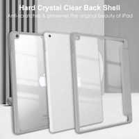 Étui pour tablette en cuir PU et coque arrière transparente en PC pour iPad 5e et 6e génération Air 1 2 9,7 pouces avec support pour stylet