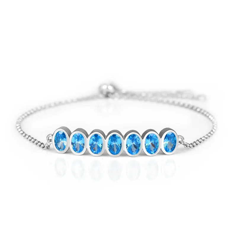 Jewelry Blue Sapphire Gemstone Luxury 925 Sterling Silver Couple Bracelet