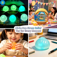Jouet anti-stress souple en forme de boulette de pâte vapeur qui brille dans le noir, mini jouet sensoriel en TPR translucide à rebond lent pour enfants et adultes