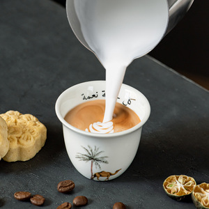 70ml Mini <b>Arabic</b> Ceramic Coffee Cup <b>Set</b> Camel Date Palm Pattern Middle Eastern Kahwa Cup 6/12 Pieces For Home Party Gift - Product Image 3