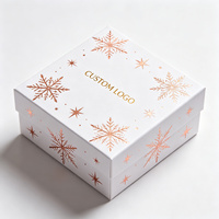Scatola Rigida con Coperchio e Base con Motivo a Fiocco di Neve in Rilievo per Confezioni Regalo Personalizzate con Logo del Marchio, Ordine di Fabbrica