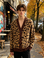 Cardigan en tricot pour homme Leon de haute qualité, coupe ample, boutonné, pull à manches longues pour l'automne et l'hiver