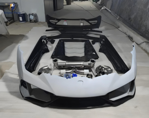 Bodykit in vero carbonio in stile EVO per <span class=keywords><strong>Lamborghini</strong></span> Huracan LP580 610 nuovo paraurti anteriore diffusore posteriore Spoiler alare tubo di scarico <span class=keywords><strong>Auto</strong></span> - Product Image 2