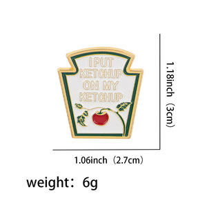 Sming Pins I Put Ketchup on My Ketchup Esmalte <span class=keywords><strong>Pin</strong></span> Apple Lapel Badge Fruit Custom Broche - Product Image 5