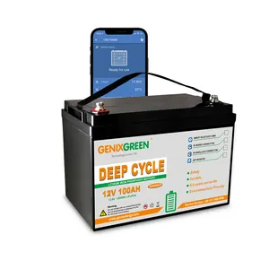 深度循环Lifepo4 12v 100Ah 120ah锂电池，带蓝牙应用程序可监控电池电压和温度