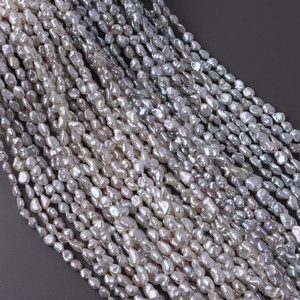 Perlas Keshi Barrocas Blancas Naturales de Grado AAA de 5-6 mm, Alto Brillo, Agua Dulce Reciclada, Sin Núcleo, Forma Única para <span class=keywords><strong>la</strong></span> Elaboración de Joyas - Product Image 2