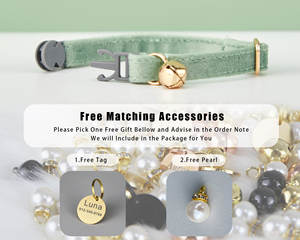 BREAKAWAY ชุดสายผูกโบว์ผูกคอแมว, สีเขียวปราชญ์ + ป่า Veet หัวเข็มขัดนิรภัยสลักชื่อลูกแมวแบบเฉพาะตัวฟรีทอง - Product Image 5