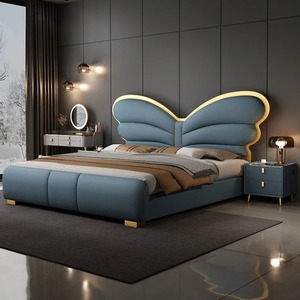 Furnitur rumah <span class=keywords><strong>Modern</strong></span> dan set kamar tidur mewah ranjang ukuran king kualitas tinggi Set kamar tidur hotel Italia set tempat tidur lapis kulit